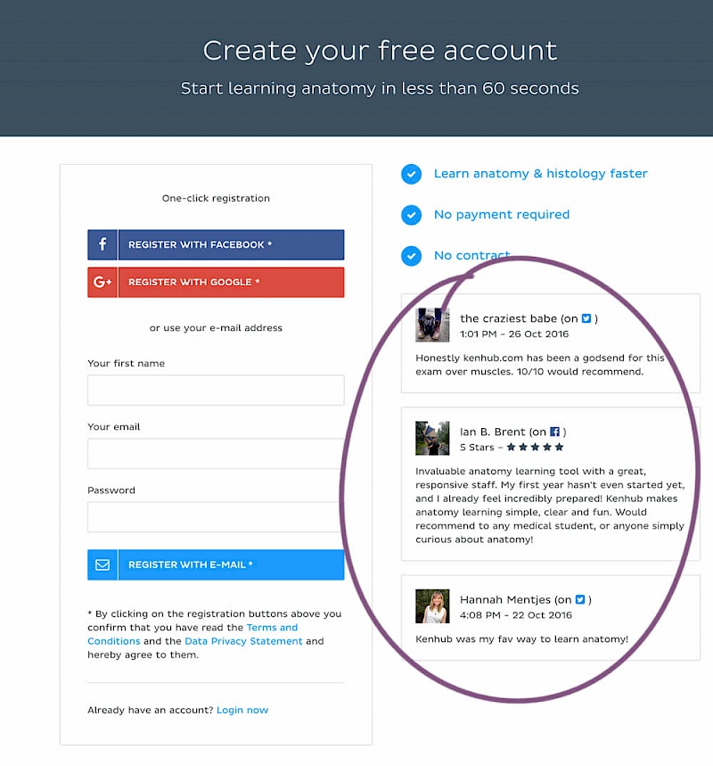Benefit Testimonials - Variant A