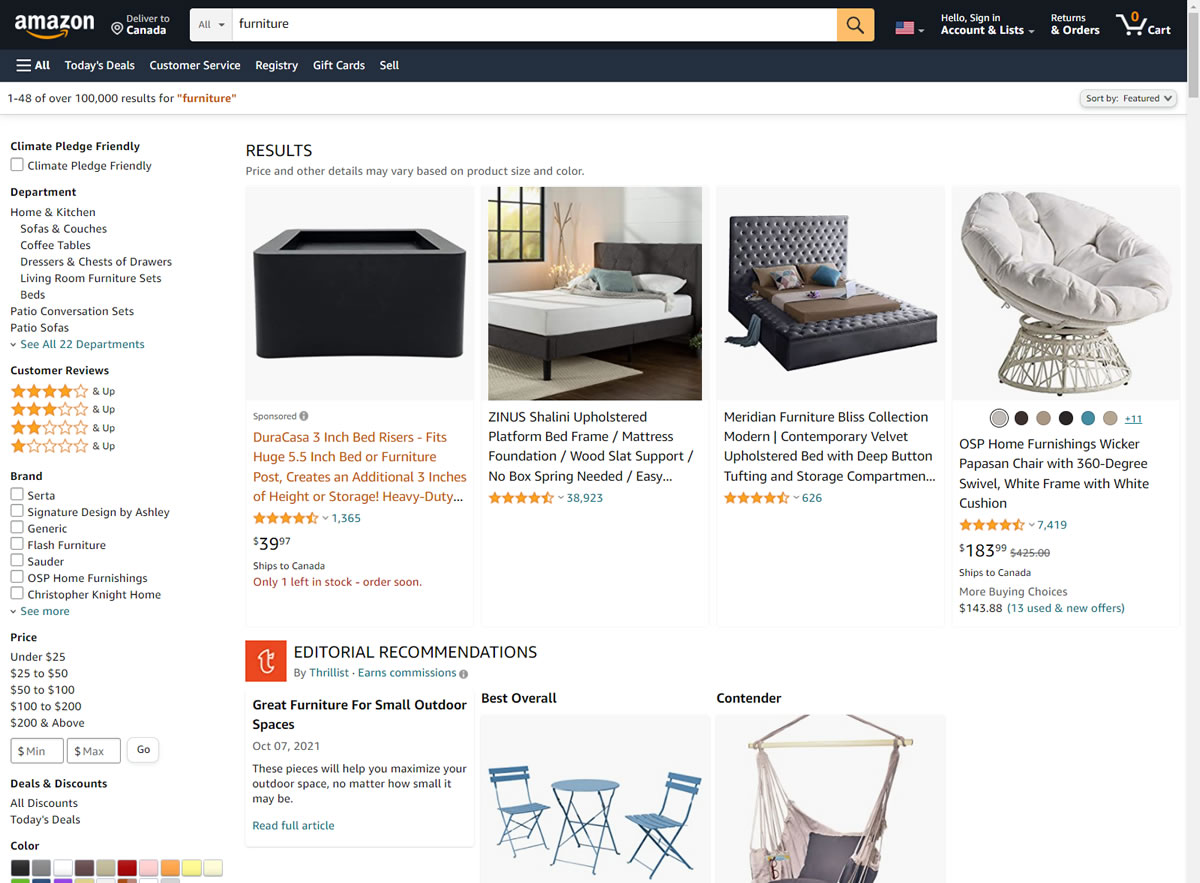 Amazon Listing Screen